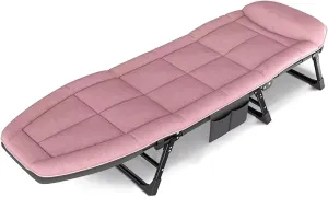 Folding Camping Bed 5-Gear Adjustable Camping Cot Lounge Chair Camping Cots for Adults Cotton Load 250lbs Cots for Camping