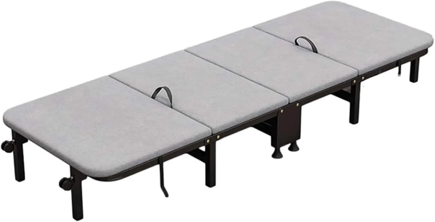 Folding Camping Bed Metal Frames Sleeping Cots for Adults with Mattress and Casters Reclining Chaise Load 330lbs Camping Cot