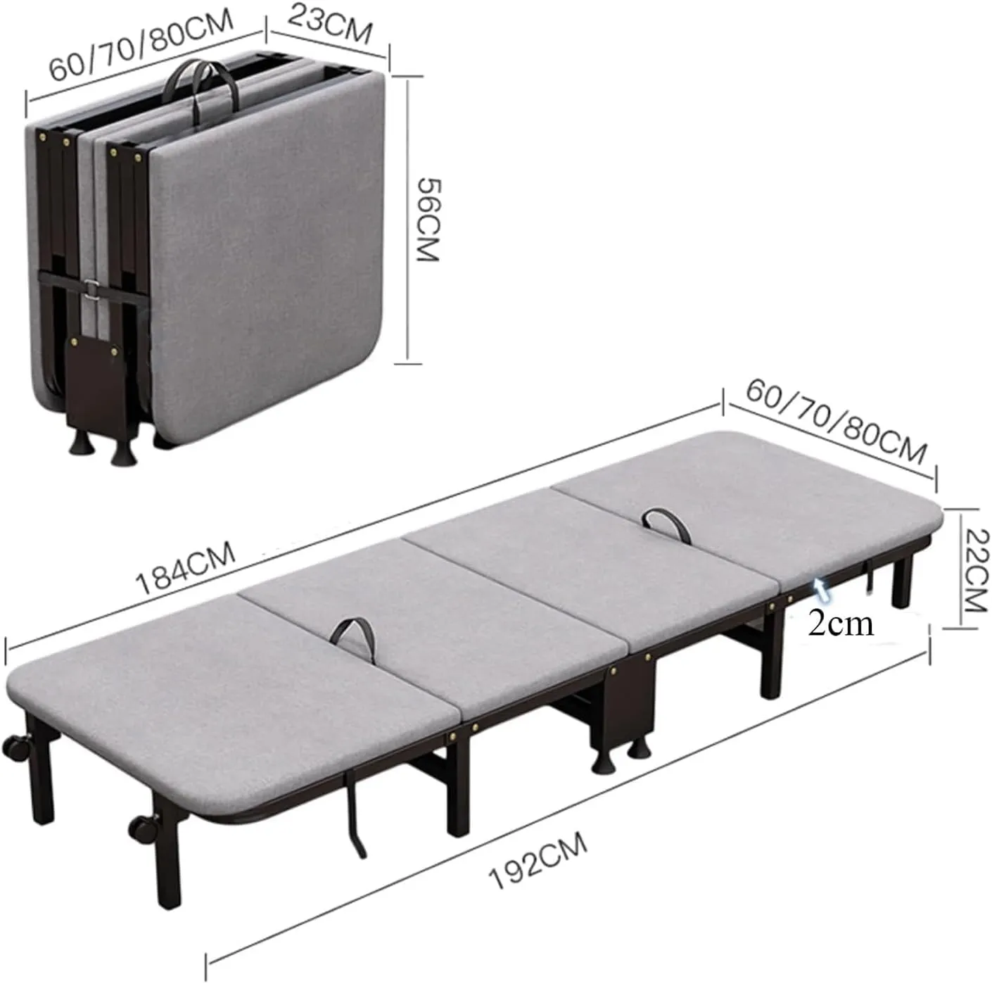 Folding Camping Bed Metal Frames Sleeping Cots for Adults with Mattress and Casters Reclining Chaise Load 330lbs Camping Cot