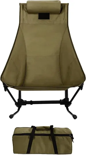Folding Camping Chair Outdoor Moon Chair Reclining Sitting Chair Lightweight Beach Chair Folding Chair for Yard Deck BBQ, Green