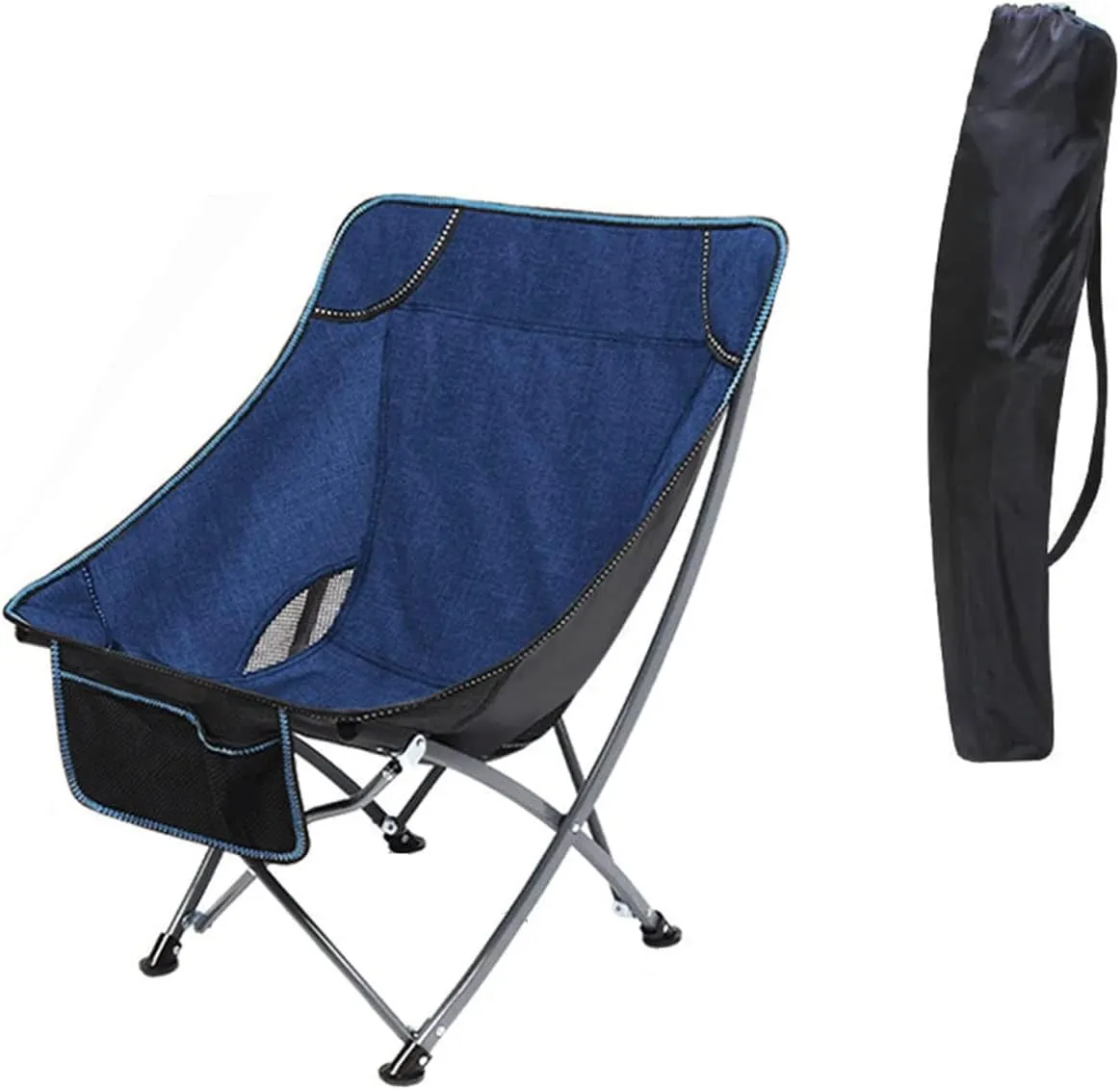 Folding Camping Chair Portable Folding Chair with Mesh Side Pocket Backrest Stool Camping Backpacking Chair for Fishing Beach Travel Picnic Indoor Outdoor Folding Chair