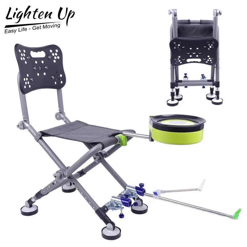 Folding Camping Chair Stool Portable Fishing Chair 180 Degree Adjustable Backrest Four-leg Recliner Aluminum Alloy Fish Chair