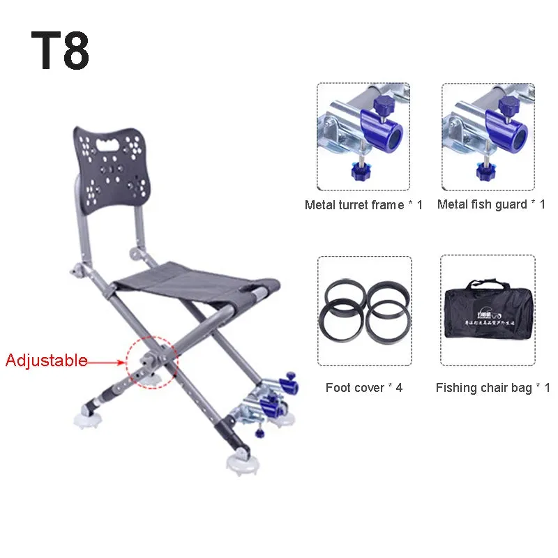 Folding Camping Chair Stool Portable Fishing Chair 180 Degree Adjustable Backrest Four-leg Recliner Aluminum Alloy Fish Chair