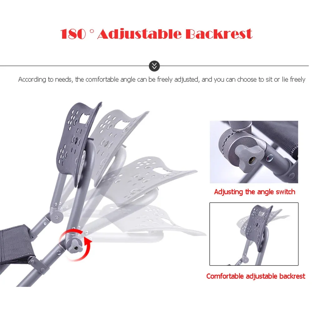 Folding Camping Chair Stool Portable Fishing Chair 180 Degree Adjustable Backrest Four-leg Recliner Aluminum Alloy Fish Chair