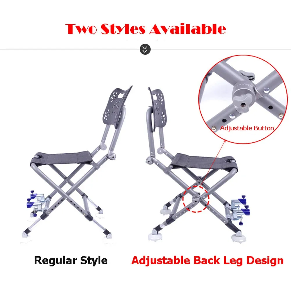 Folding Camping Chair Stool Portable Fishing Chair 180 Degree Adjustable Backrest Four-leg Recliner Aluminum Alloy Fish Chair