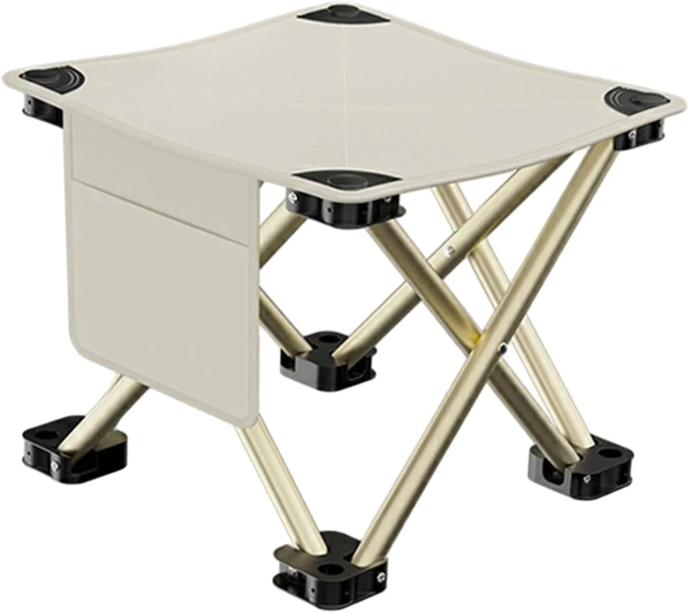 Folding Camping Stool Footstool Multipurpose with Side Pocket Small Foldable Chair for Park Outdoor Camping Travel Picnic, White, 28cmx28cmx23cm