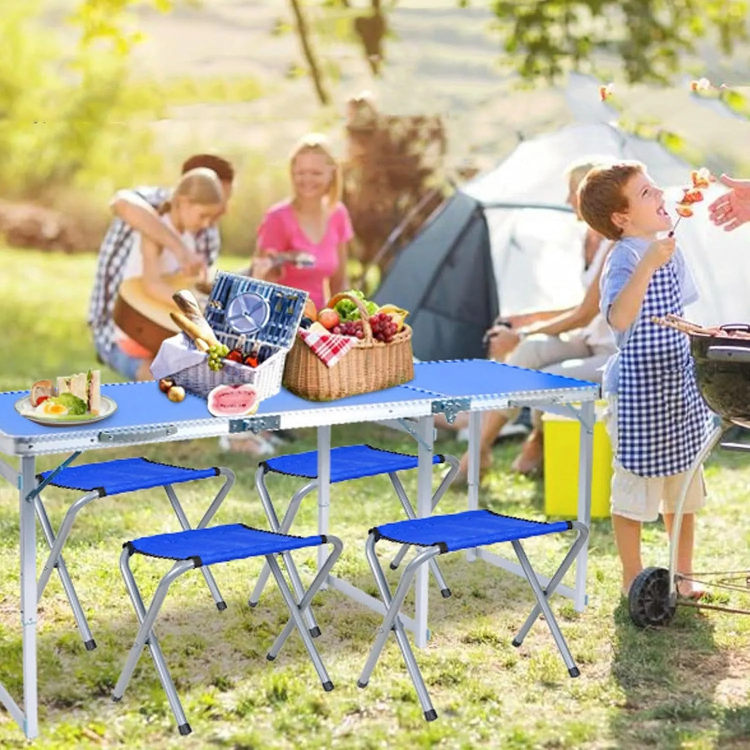 Folding Camping Stool, Portable Lightweight Camp Chair for Outdoor Drawing Picnic Fishing Hunting, Sturdy Structure Camping Stool Supplies (2 Pcs)