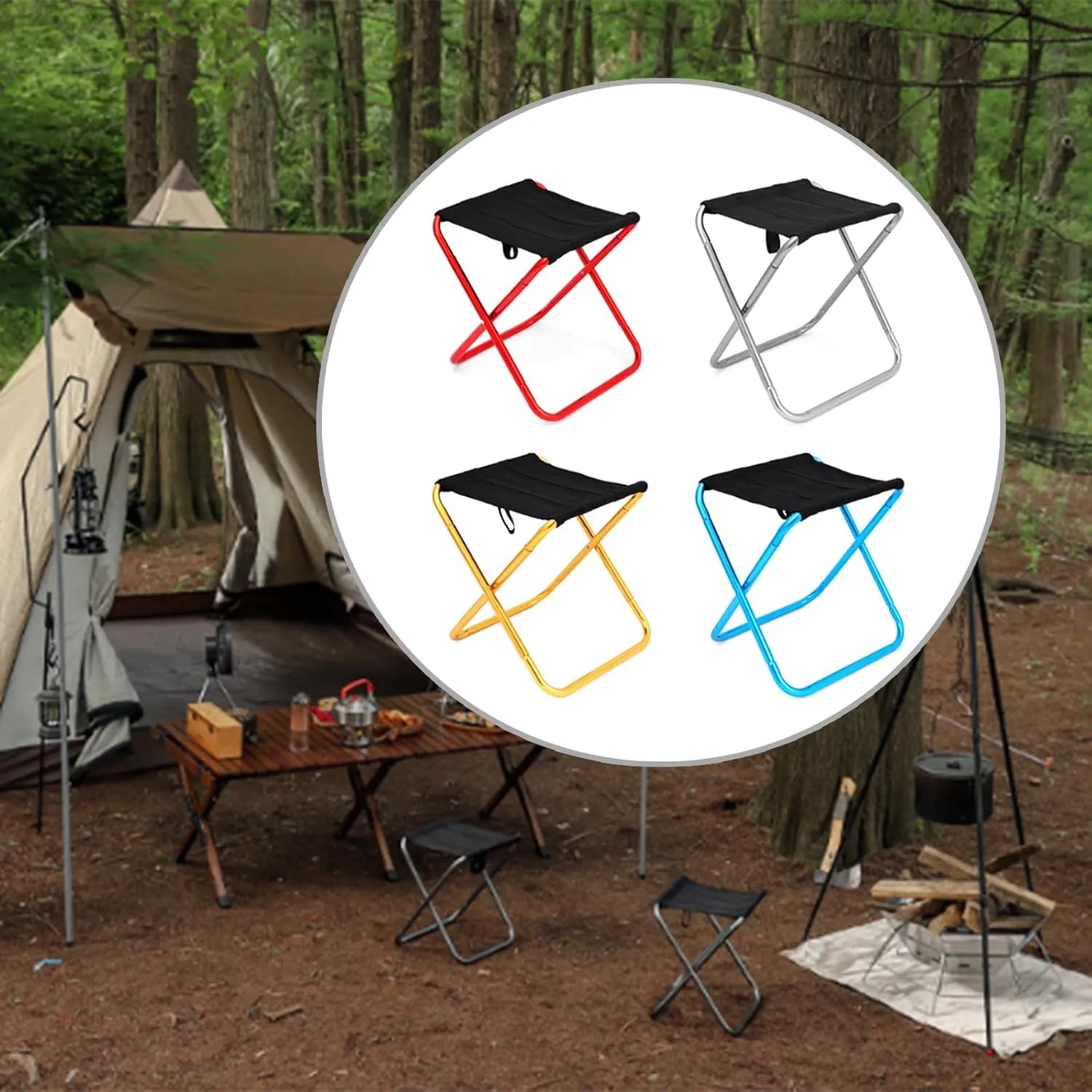 Folding Camping Stool Portable Seats Little Fishing Chair Foldable Camp Stool for Camping Fishing Hikings Gardenings