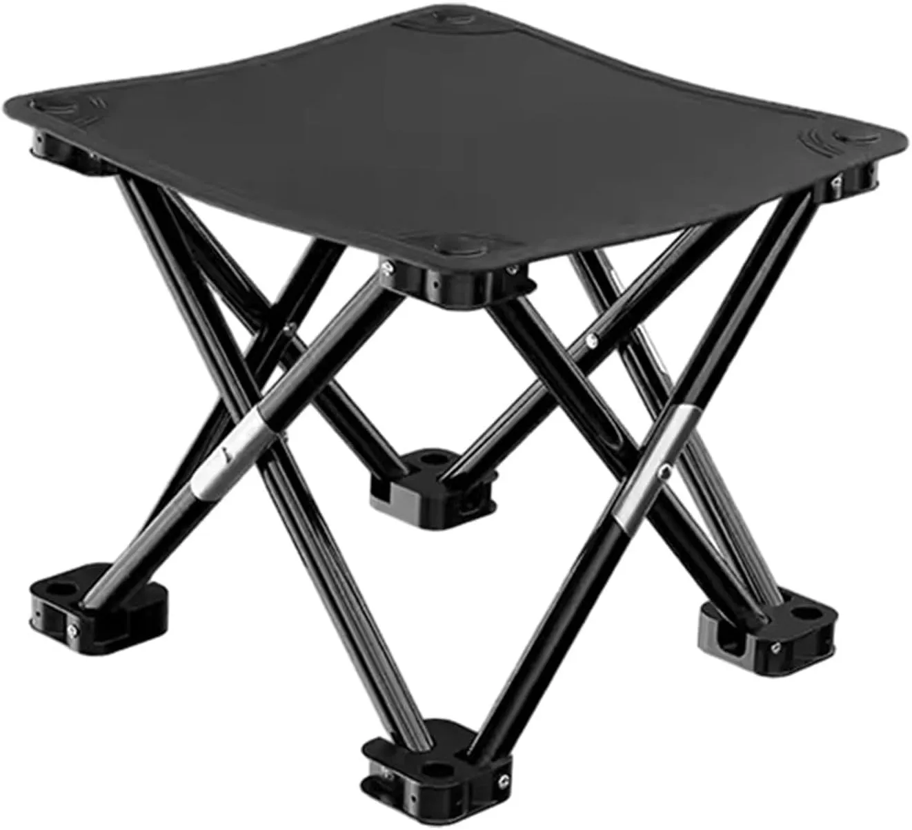Folding Camping Stool Recliner Foot Rest Compact Practical Small Foldable Chair with Side Pocket for Walking Picnic Garden, Black, 33cmx33cmx32cm