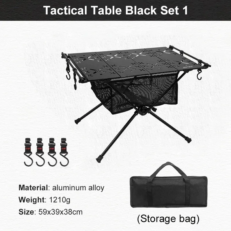 Folding Camping Table Aluminum Lightweight Portable with Storage Mesh Bag for Outdoor Equipment