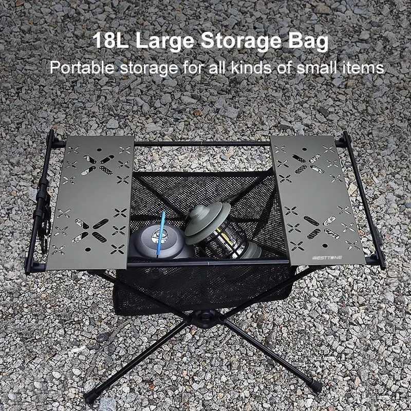 Folding Camping Table Aluminum Lightweight Portable with Storage Mesh Bag for Outdoor Equipment