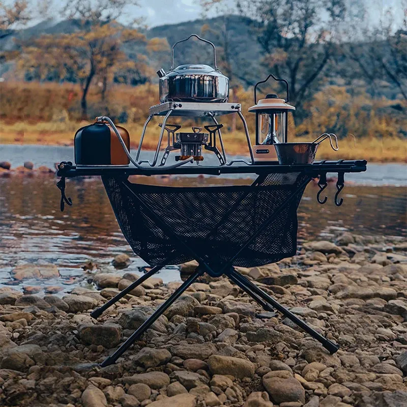 Folding Camping Table Aluminum Lightweight Portable with Storage Mesh Bag for Outdoor Equipment