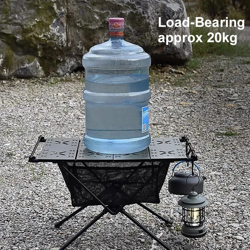 Folding Camping Table Aluminum Lightweight Portable with Storage Mesh Bag for Outdoor Equipment