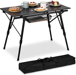 Folding Camping Table, Height-Adjustable, Aluminium, Foldable Aluminium Multifunctional Table, Black