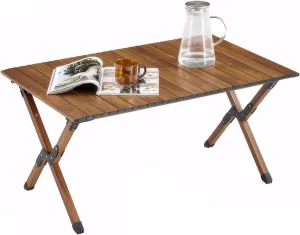 Folding Camping Table, Lightweight Roll-Up Table Outdoor Camping Table Aluminum Low Portable Picnic Table with Carrying Bag for Outdoor, Beach, Picnic, Backyards