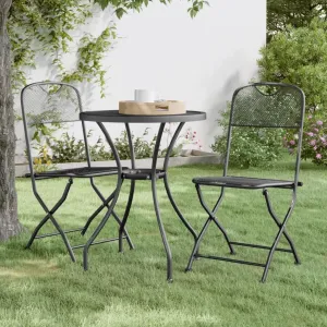 Folding Patio Chairs 2 pcs Expanded Metal Mesh, Sturdy and Durable Design, Easy to Store and Carry, Anthracite