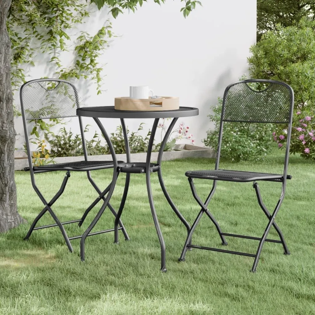 Folding Patio Chairs 2 pcs Expanded Metal Mesh, Sturdy and Durable Design, Easy to Store and Carry, Anthracite