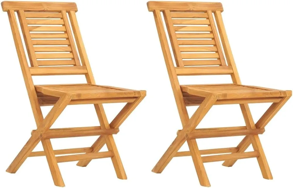 Folding Patio Chairs 2 pcs Solid Teak Wood Outdoor Chairs Foldable Garden Chairs 18.5"x24.8"x35.4" Comfortable Patio Furniture for Outdoor Relaxation, Lounge, Beach, Camping