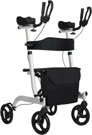 Folding Rollator Walker with Seat, Adjustable Height, Padded Armrests Storage Bag, Lightweight 4-Wheel Mobility Aid for Seniors Adults