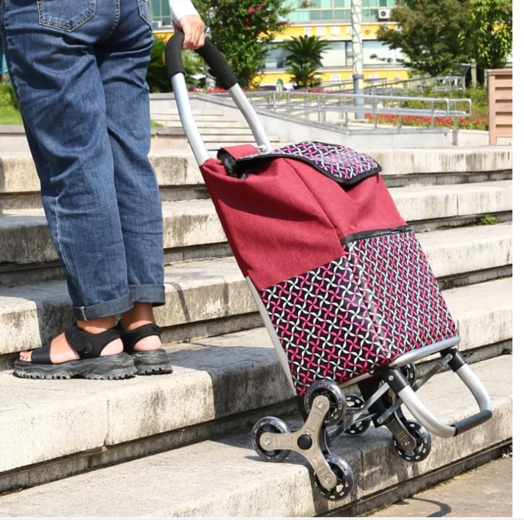 Folding Shopping Cart, Shopping Cart Foldable Shopping Trolleys Foldable Utility Cart with Climb Stairs Wheels and Elastic Rope Grocery Utility Carts(Color:A)