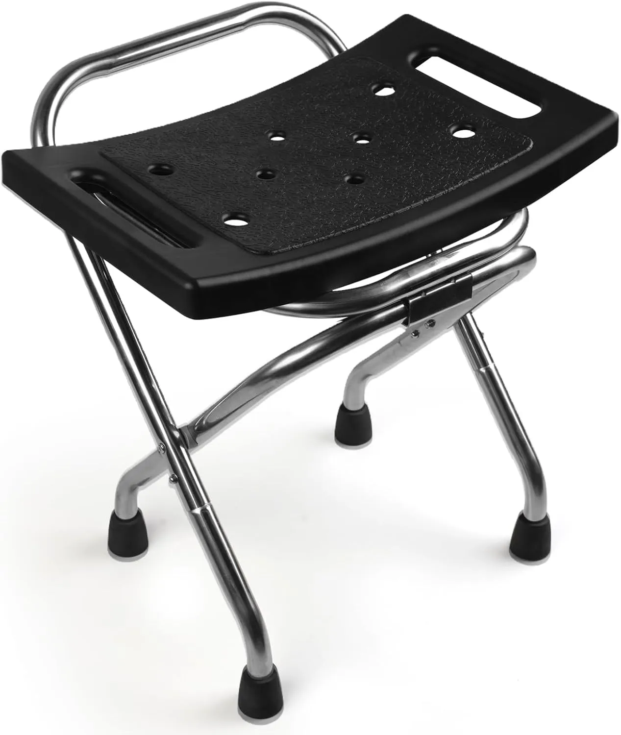 Folding Shower Seat, Stainless Eligible Shower Chair for Inside Shower, 400lbs Portable Travel Shower Stool, Safety Anti-Slip Bath Chair for Seniors, Disabled(Black)