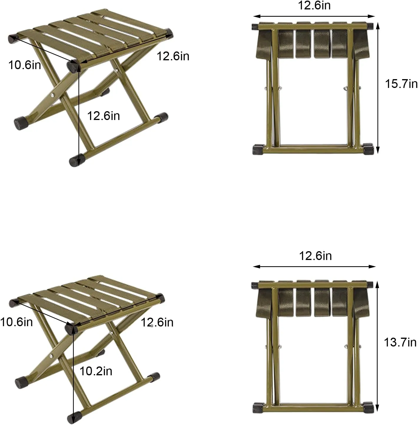 Folding Stool 15.7 Height 13.7Height Two Size Duty Camping Stool Outdoor Portable Chair Hold up to 330 Lbs for Walking Hiking Fishing