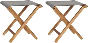 Folding Stool, 2-Pack Portable Camping Stool 18.1inch Height Lightweight Teak Wood & Fabric Foldable Chair for Outdoor Camping Walking Hunting Hiking Fishing