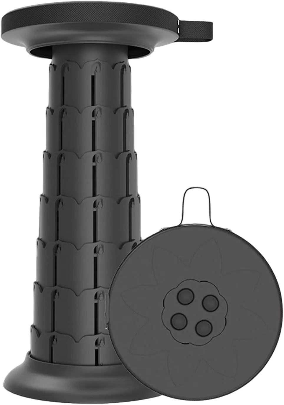 Folding Stool - Retractable Portable Seat, Lightweight, Adjustable Height, Foldable Telescoping Stool for Outdoor & Indoor Use