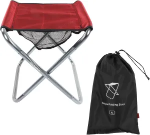 Folding Stool,Outdoor Portable Folding Stool,Folding Camping Stool,Aluminium Alloy Train Painting Folding Stool Plus Size,for Outdoor Fishing Hiking Backpacking Travelling (Red)