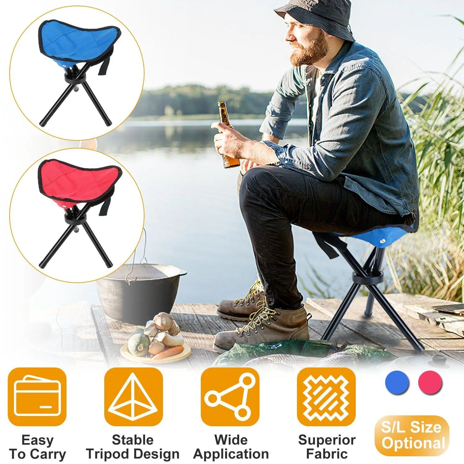 Folding Tripod Stool Outdoor Foldable Travel Chair