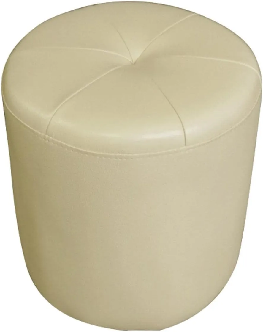 Foot Stool Cowhide Footstool Round Foot Stools Shoe Change Stool Pouffe Footstool for The Bedroom for Living Room, Beige Yellow- 32x40cm,Khaki-32x32cm