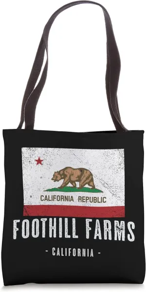 FOOTHILL FARMS California | Cali City Souvenir - CA Flag Top Tote Bag