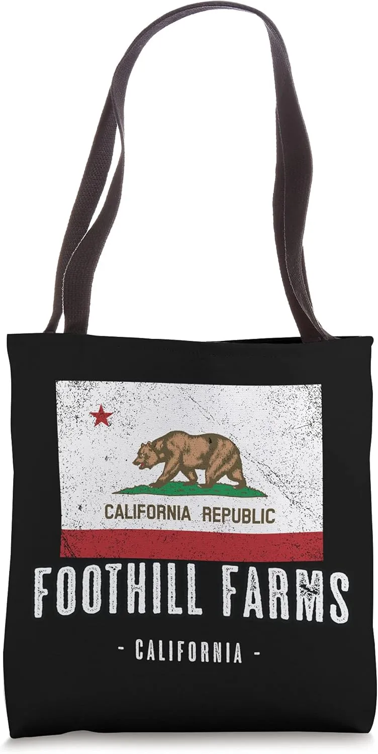 FOOTHILL FARMS California | Cali City Souvenir - CA Flag Top Tote Bag