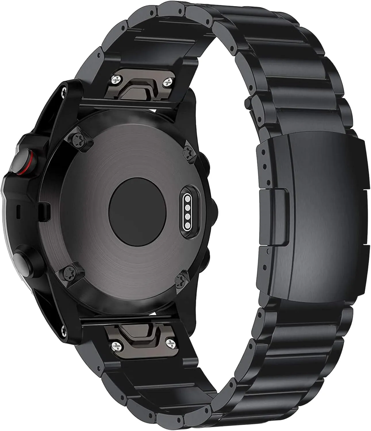 for Garmin Fenix 8 51mm/7X/6X/5X Plus Band, 26mm Titanium Metal Quick Release Easy Fit Watch Bands with Double Button Clasp for GarminEnduro 2 / Descent Mk2i / Tactix 7 Pro Smartwatch (Black)