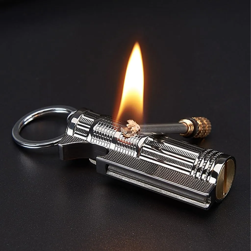 Forever Matches 2 Pack - Metal Keychain Survival Fire Starter | Flint Lighter with Bottle Opener, Portable Emergency Fire Starter for Camping, Hiking(2pc-Black)