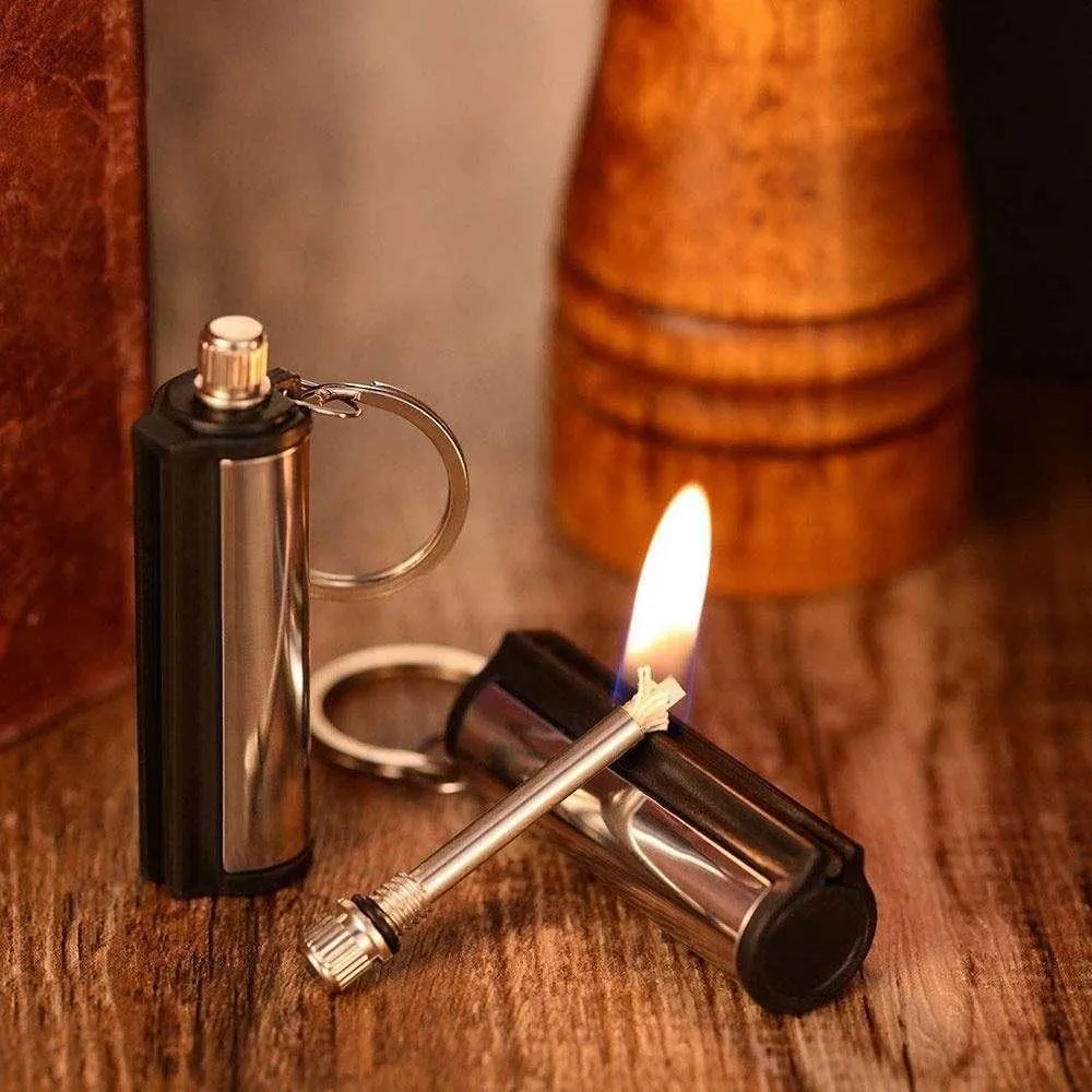 Forever Water and Windproof Lighter, Stainless Steel Key Chain, Small and Portable, Emergency Fire Starter Kit. Pack of 6 and 10