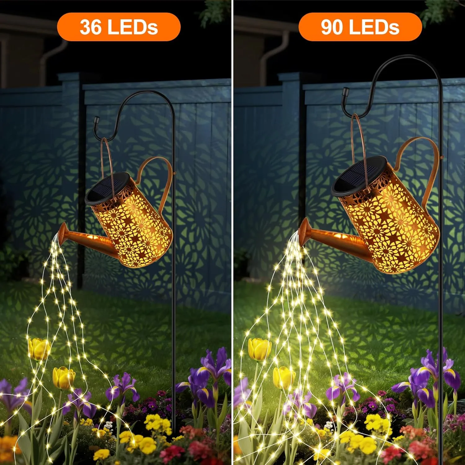 Forlivese 2PCS Solar Watering Can with Lights, Solar Lights Outdoor Decorations with Hanging Solar Garden Lights with Bracket Waterproof Watering Can Landscape Light for Patio Gardening Pathway 90LED
