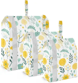Fresh Flowers and Ppants Travel Storage Bag with Lanyard - Portable Lightweight Classified Storage Bag with Zipper, Dust and Waterproof Travel Packing Cube for Suitcase,3 Pieces