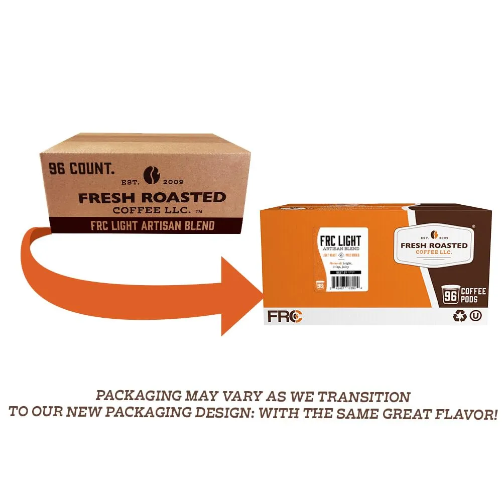 Fresh Roasted Coffee, Breakfast Blend, Light Roast, 96 Pods for K Cup Brewers