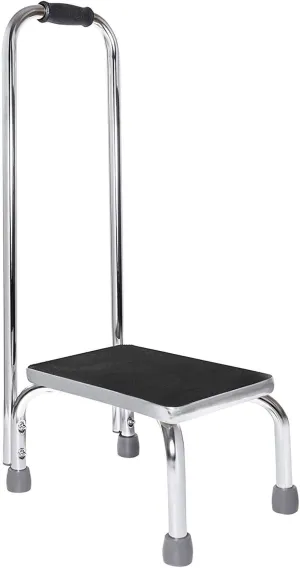 FSA/HSA Eligible, Vaunn Medical Foot Step Stool with Handle and Anti Skid Rubber Platform, Lightweight and Sturdy Stool for Children, Adults and Seniors, Chrome