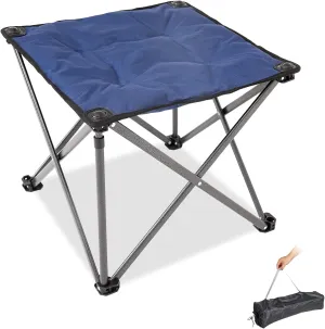 FUNDANGO Folding Camping Stool, 18.1 Inch Oversized Foot Stools 330 Lbs Heavy Duty Portable Padded Seat Anti-Slip Foots & Carry Bag for Fishing Outdoor Lawn Travel (Black)