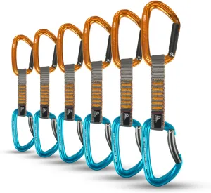 Fusion Climb Vapor 5 Quickdraw - 6 Pack of Durable Lightweight Quickdraws for Sport, Trad, and Aid Climbing(QDS-8122-3-ST-ORG 8122-3-BG-BLU-11-6)