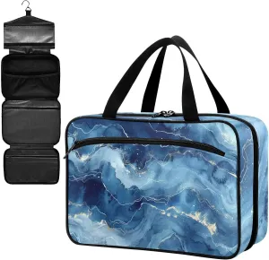 Fustylead Abstract Navy Fluid Marble Texture Large Medical Supplies Organizer Bag with Zipper Empty First Aid Bag Trauma Kit for Traveling Hiking Camping