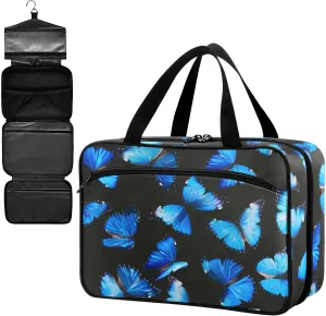 Fustylead Beautiful Bright Blue Butterflies Large Medical Supplies Organizer Bag with Zipper Empty First Aid Bag Trauma Kit for Traveling Hiking Camping