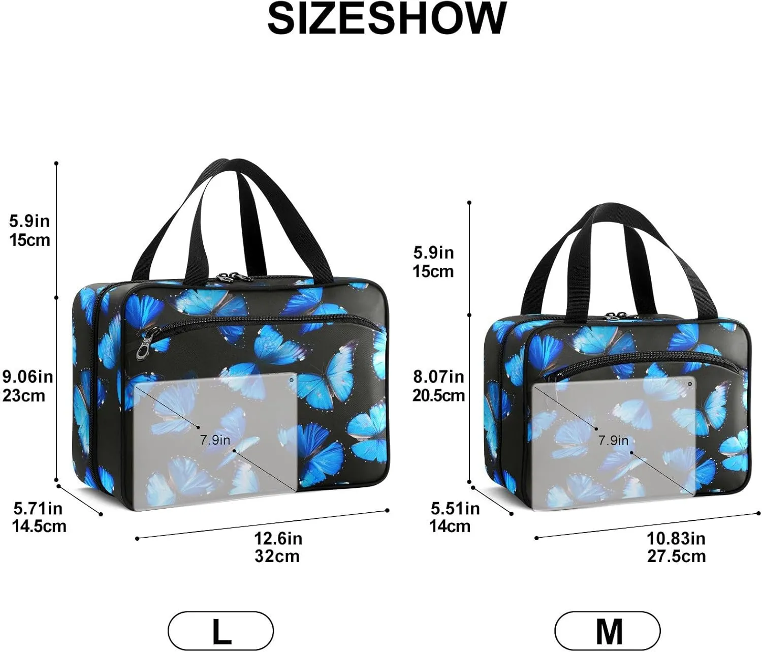 Fustylead Beautiful Bright Blue Butterflies Large Medical Supplies Organizer Bag with Zipper Empty First Aid Bag Trauma Kit for Traveling Hiking Camping