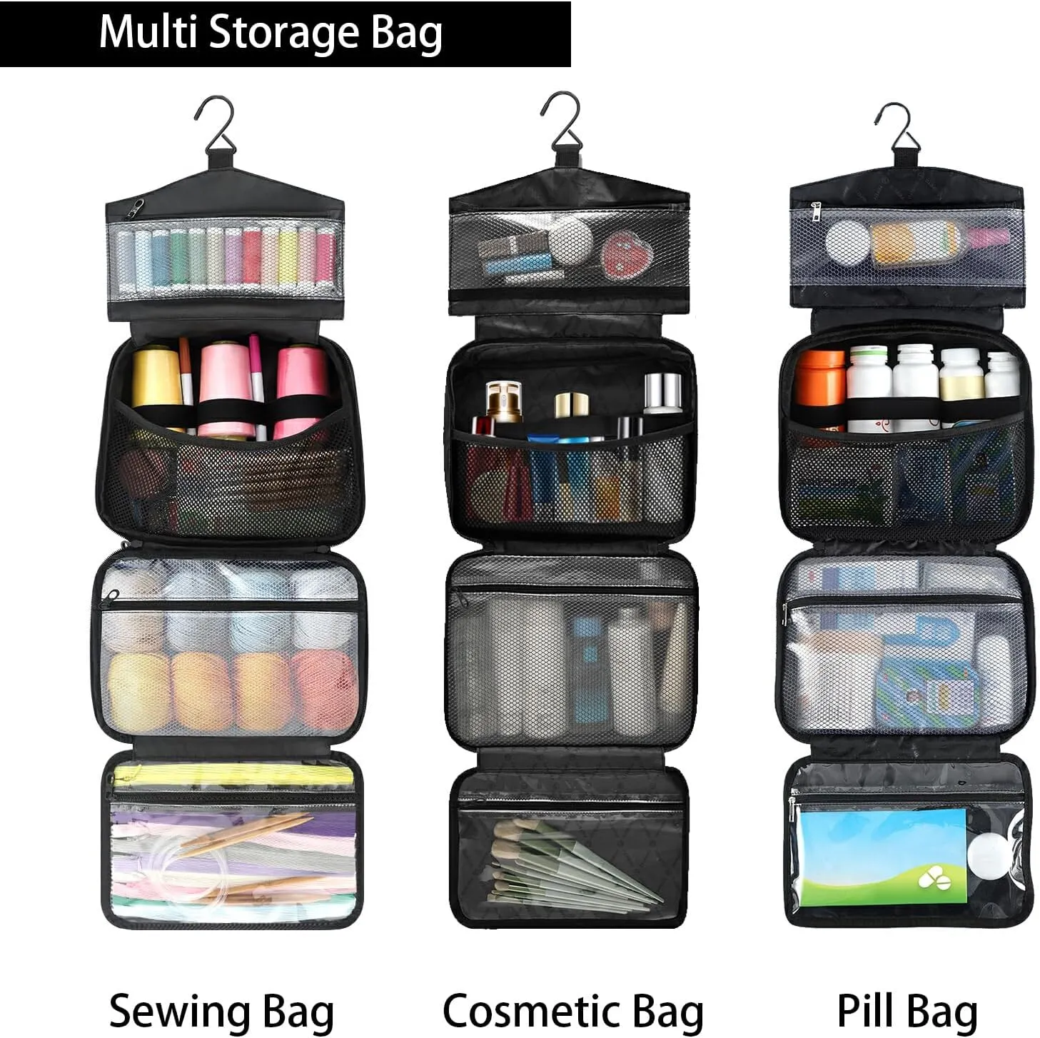 Fustylead Black Goose with Geometric Elements Large Medical Storage Bag with Zipper Empty First Aid Bag Trauma Kit for Traveling Hiking Camping Backpacking