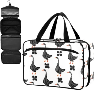 Fustylead Black Goose with Geometric Elements Large Medical Storage Bag with Zipper Empty First Aid Bag Trauma Kit for Traveling Hiking Camping Backpacking