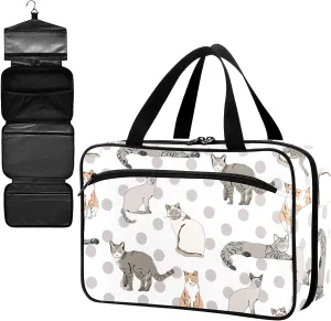 Fustylead Cartoon Funny Cat Polka Dots Large Medical Storage Bag with Zipper Empty First Aid Bag Trauma Kit for Traveling Hiking Camping Backpacking