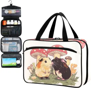 Fustylead Cute Guinea Pigs and Mushrooms Travel Medicine Organizer Bag Home Storage First Aid Kit Large Pill Case with Zipper for Pill Bottle, Vitamins, and Medical Supplies