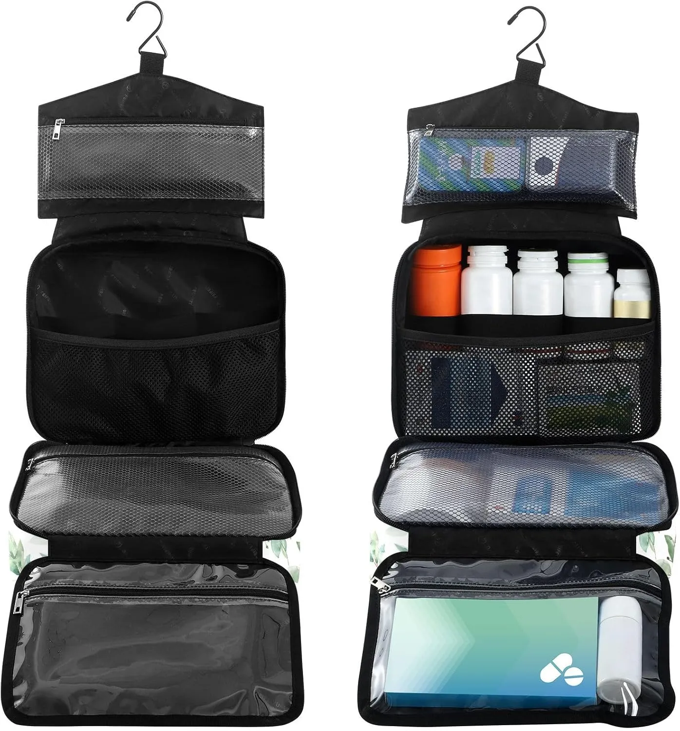 Fustylead Cute Red Panda Green Leaves Large Medical Storage Bag with Zipper Empty First Aid Bag Trauma Kit for Traveling Hiking Camping Backpacking
